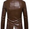 Casual Style Brown Leather Blazer For Men