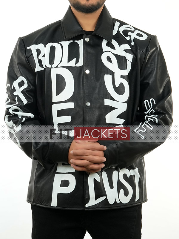 Button Down Black Leather Jacket Mens