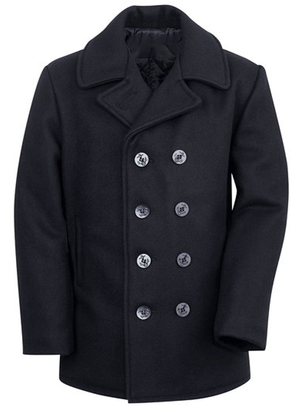 Men Double Breasted Wool Peacoat