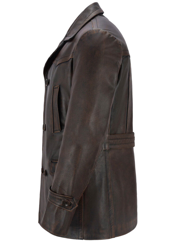Vintage Brown Leather Coat