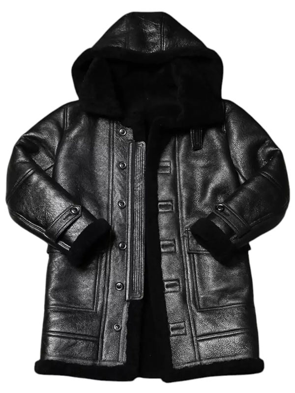 B7 RAF Aviator Black Hooded Leather Jacket