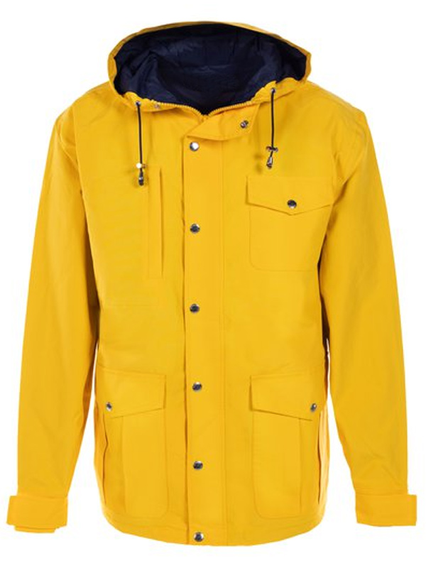 Men Yellow Lightweight Rain Jacket with Hood