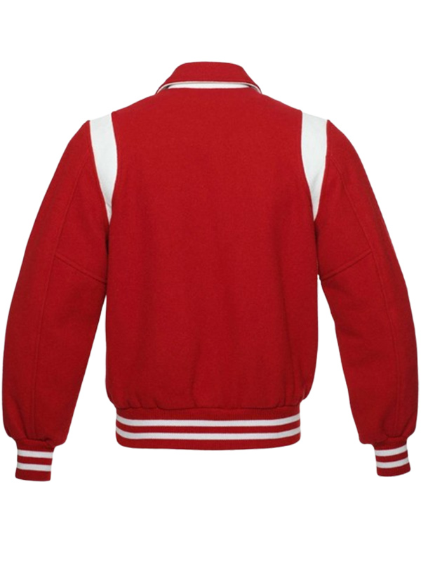 Mens Varsity Red and White Letterman Jacket
