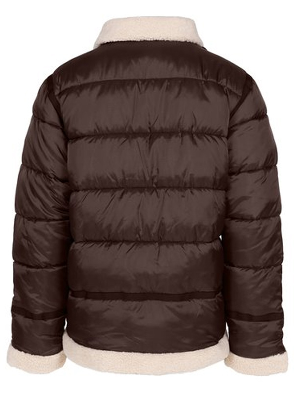 Mens Shearling Collar Brown Puffer Jacket