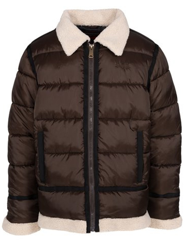 Mens Puffer Jacket with Shearling Collar