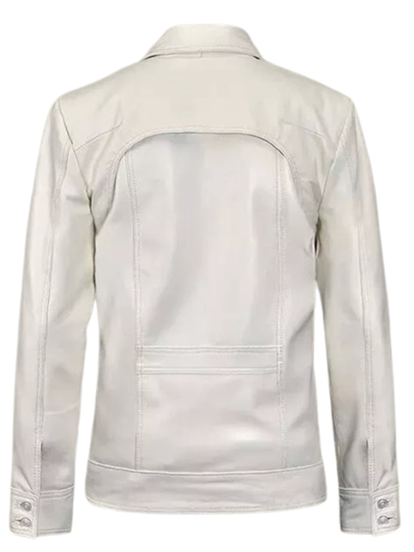 Men Motorcycle Off white Leather Jacket