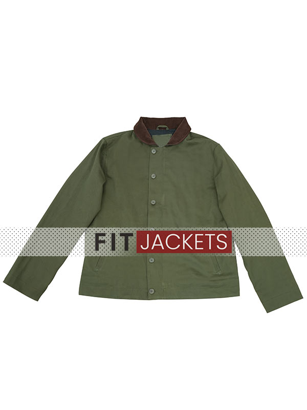 Green Cotton Jacket For Mens