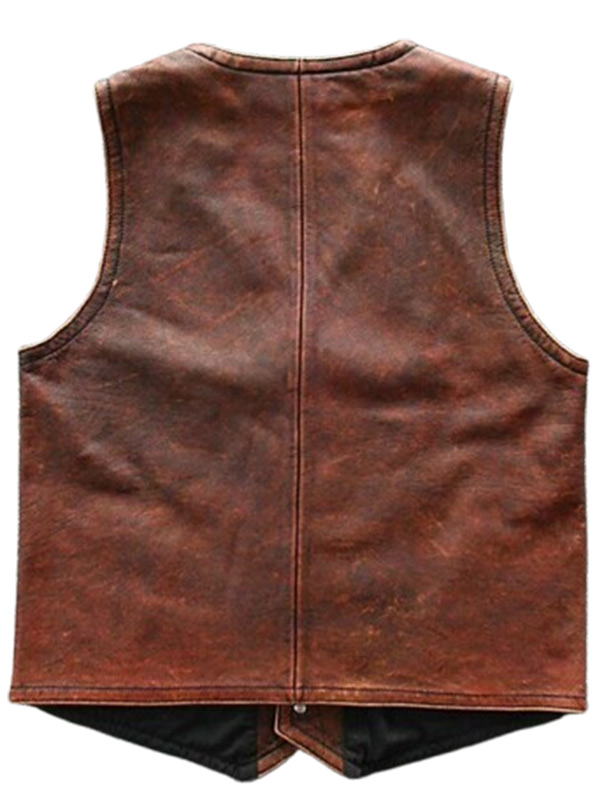 Men's Vintage Distressed Leather Motorcycle Vest