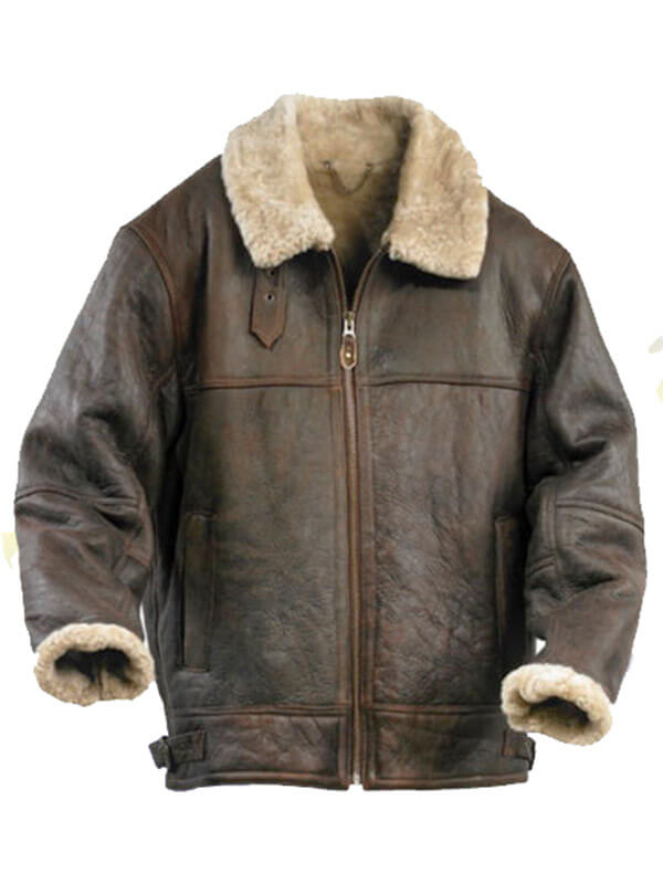 Mens Flight Aviator Distressed Brown Leather Jacket