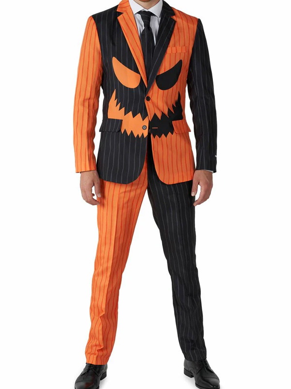 Shop Orange and Black Halloween Stripes Suit