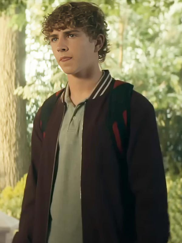 Percy Jackson and the Olympians S01 Walker Scobell Maroon Bomber Jacket