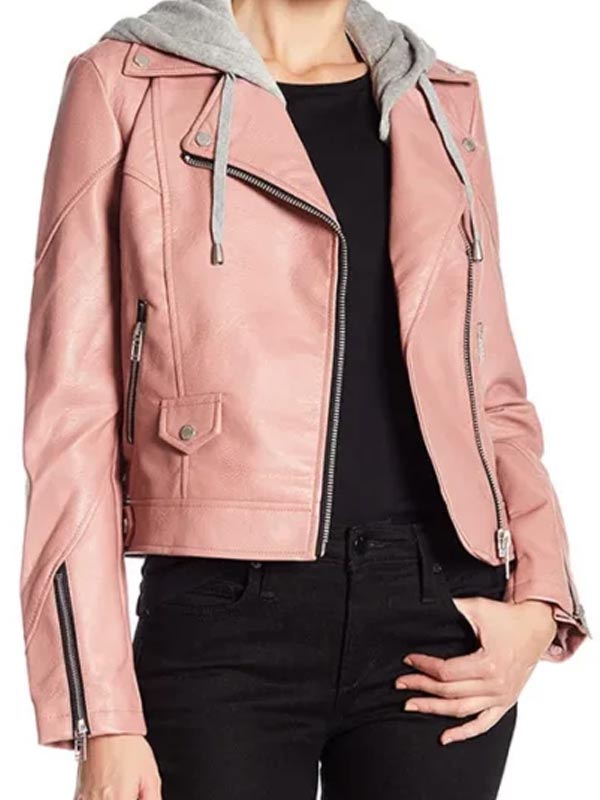 Vintage Style Womens Pink Biker Leather Jacket