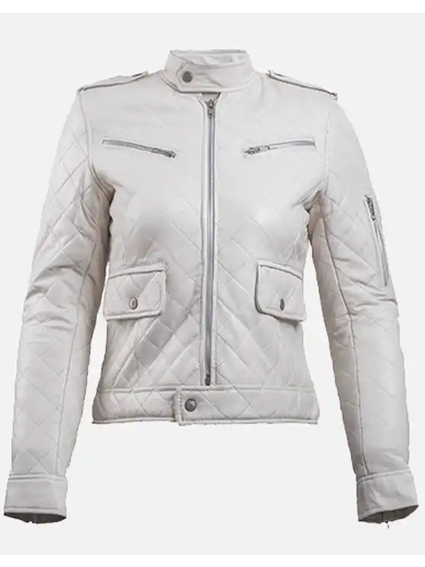 Womens White Motorcycle Leather Jacket