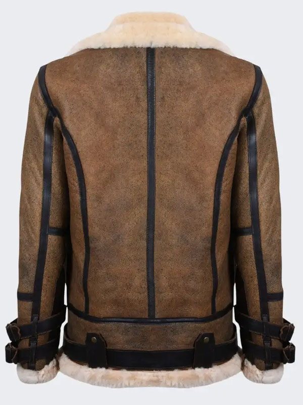 Men Classic B3 Brown Shearling Leather Jacket