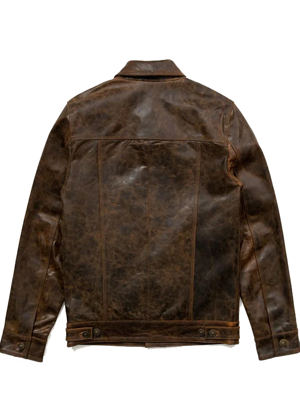 Brown Leather Trucker Jacket