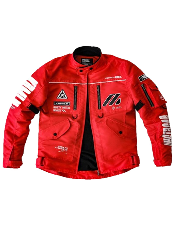 Men Cybernetic Red Motorcycle Jacket
