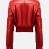 Women's Style Red Bomber Leather Jacket
