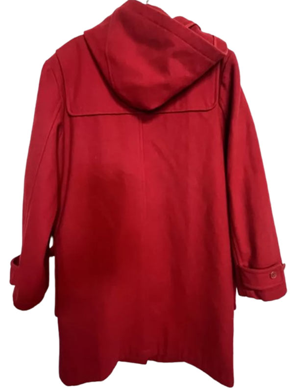 Men Winter Red Wool Hooded Coat