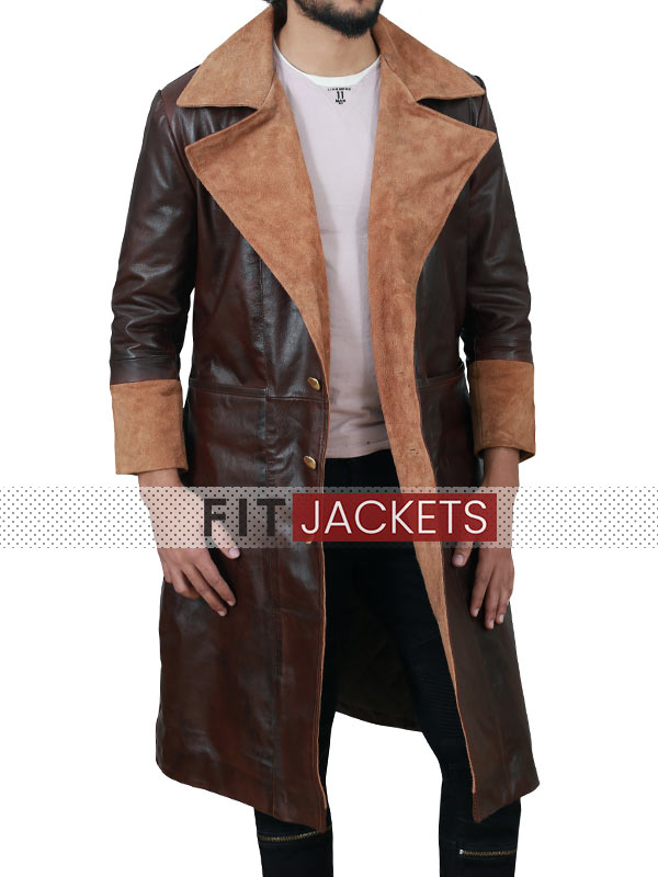 Dark Brown Leather Trench Coat