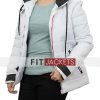 Women White Puffer Hooded Jacket