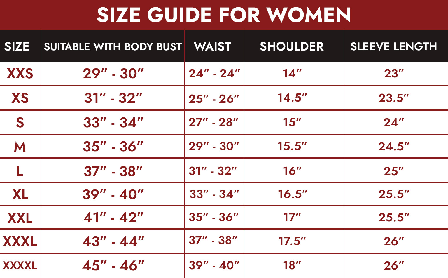 Size Guide Woman