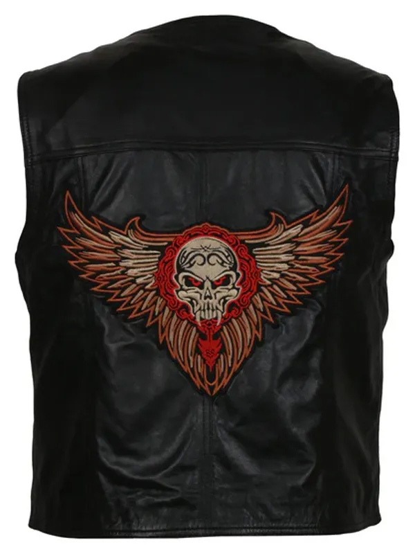 Shop Skull Wings Tribal Leather Vest