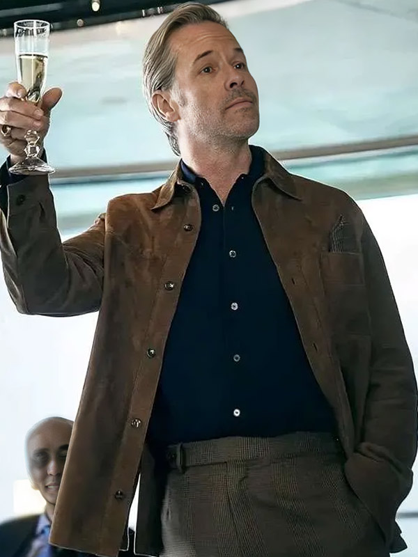 The Woman in Cabin 10 Richard Bullmer Brown Suede Leather Jacket