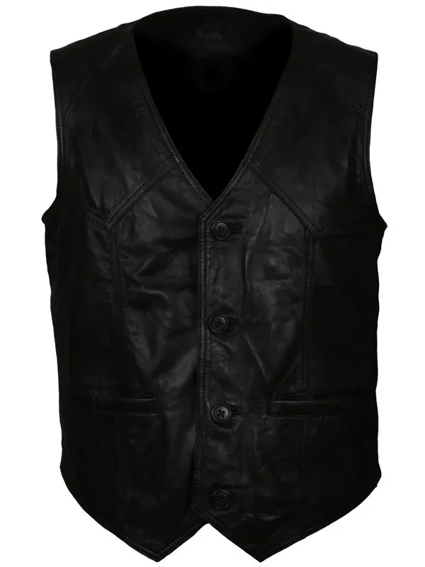 Buy Unisex Halloween Black Leather Skull Wings Tribal Embroidery Vest