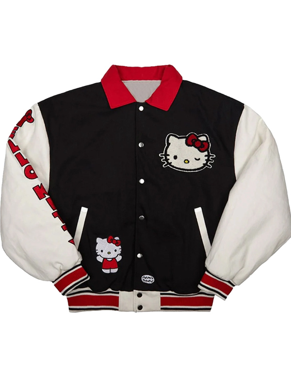 Buy Unisex Hello Kitty Dumbgood Black and White Varsity Jacket