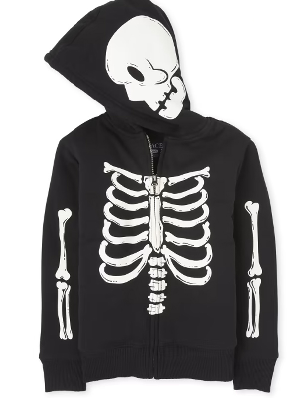 Buy Unisex Zip Up Black Skeleton Hoodie