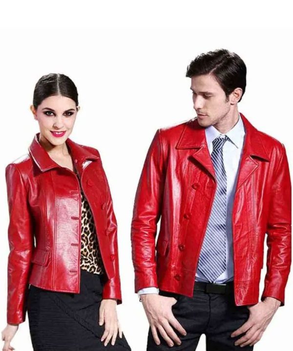 Couples Red Leather Jacket