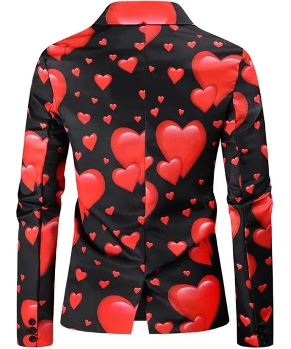 Valentines Day Hearts Printed Black Coat