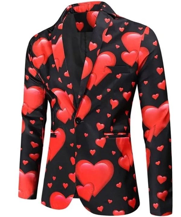 Hearts Printed Black Coat