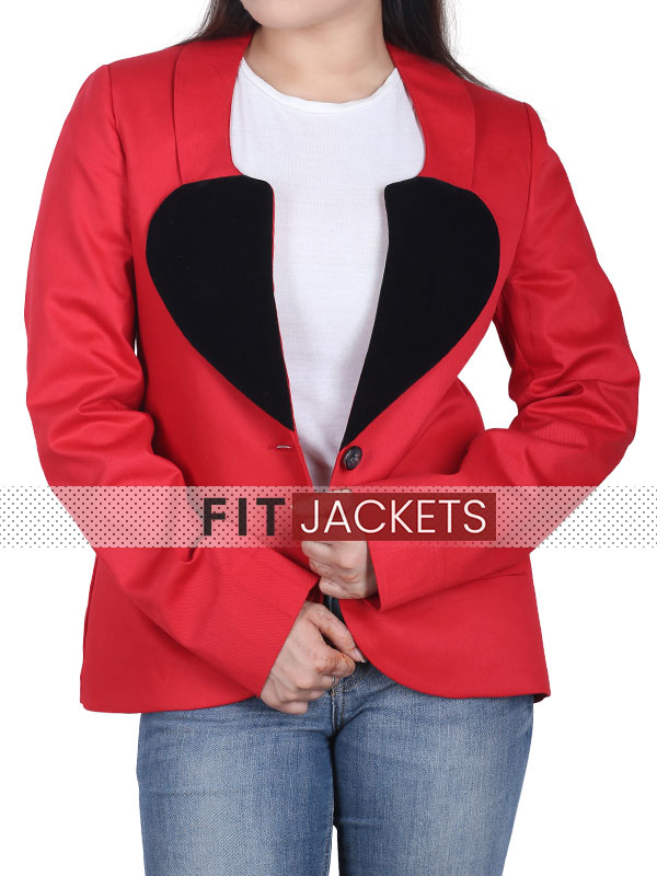 Womens Heart Style Red Blazer Coat