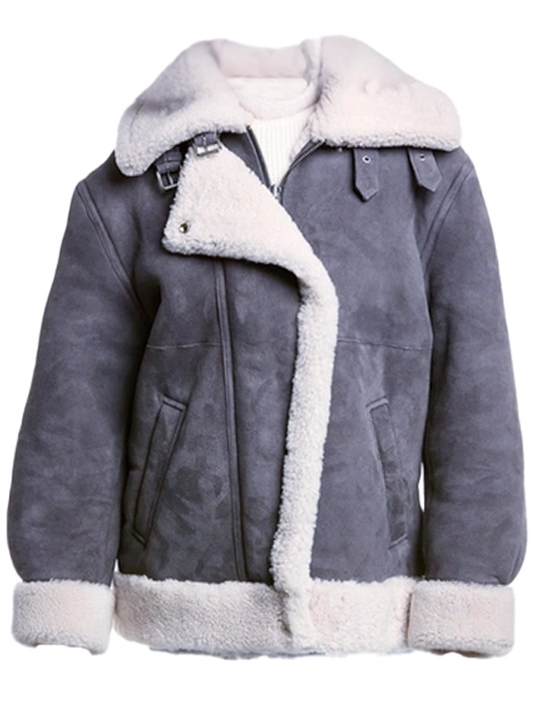 B3 Aviator Flying Gray Shearling Leather Jacket