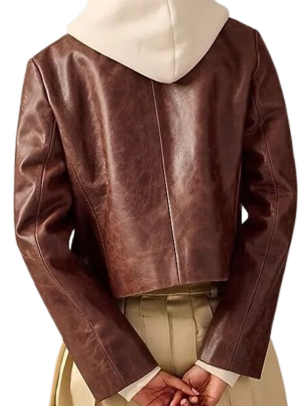 Women Distressed Brown Leather Jacket