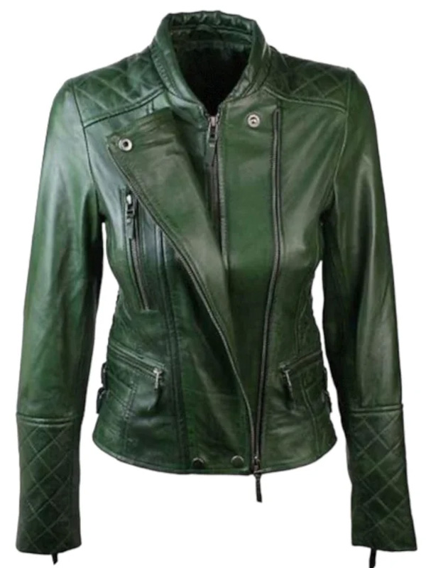 Green Leather Jacket Women