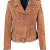 Women's Brown Suede Leather Fringe Motorcycle Jacket