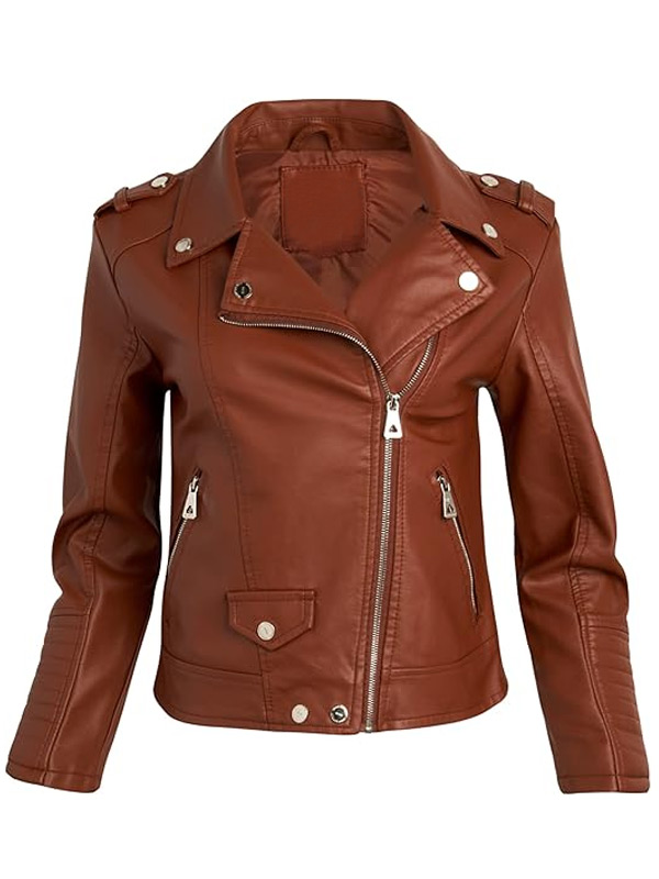 Brown Biker Jacket Ladies
