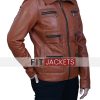 Womens Brown Zip Up Leather Jacket