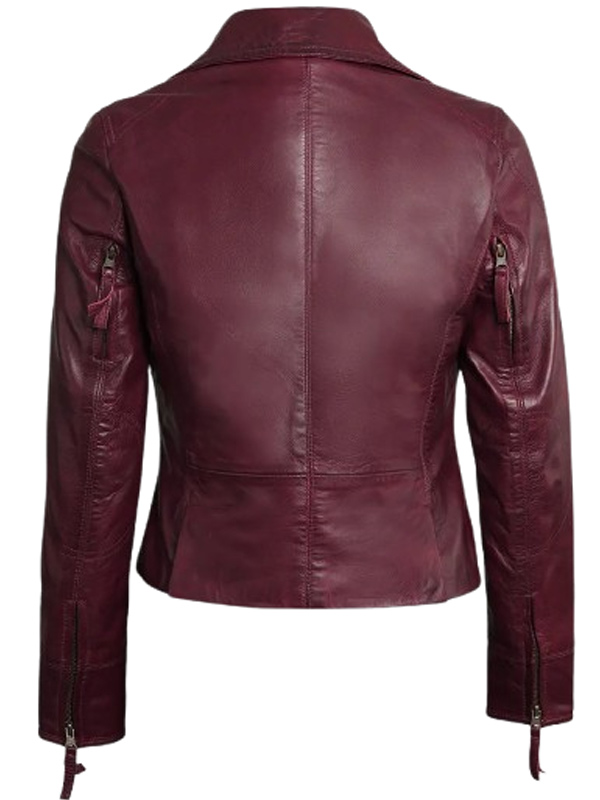 Womens Burgundy Leather Jacket