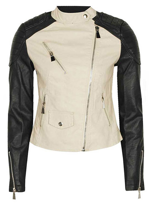 Black and White Cafe Racer Motorcycle Jacket