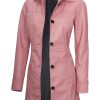 Womens Pink Leather Coat