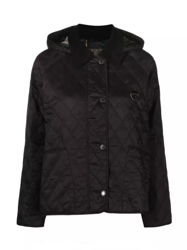 Real Leather Women Black Quilted Jacket