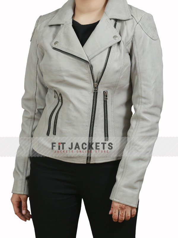 Womens Classic Biker Real Leather Jacket