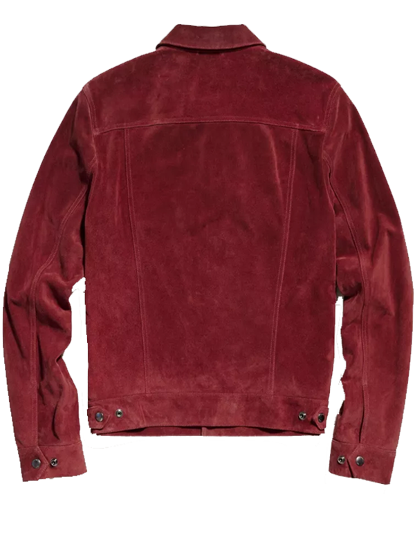 Stylish Maroon Trucker Suede Leather Style Jacket for Men