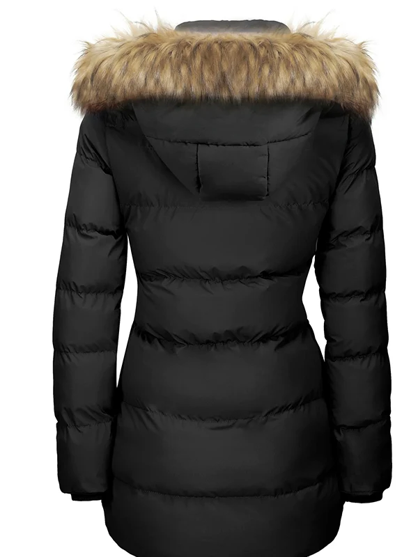 black fur hood puffer jacket Backside