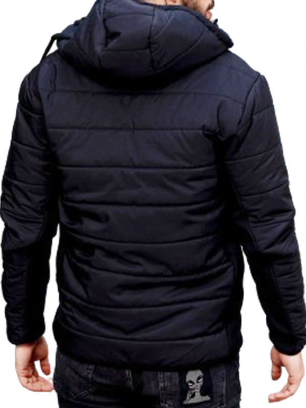 Black Hooded Puffer Jacket Backside