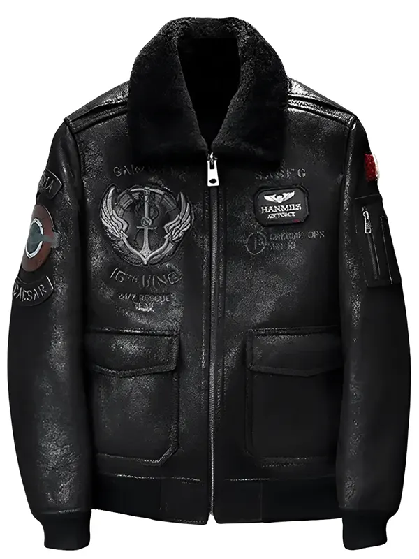 Men Black Leather Bomber A2 Aviator Jacket