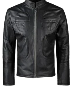 Men Casual Black Leather Moto Jacket